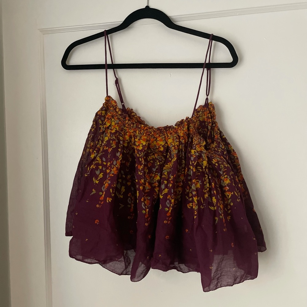 FREE PEOPLE purple/floral, cropped tank, size M